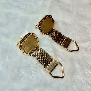 Vintage Gold Tone Mesh Wrap Cuff Links or Brooches